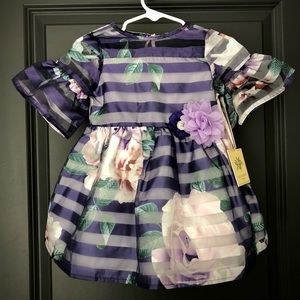 Laura Ashley Floral Stripe Girls Dress